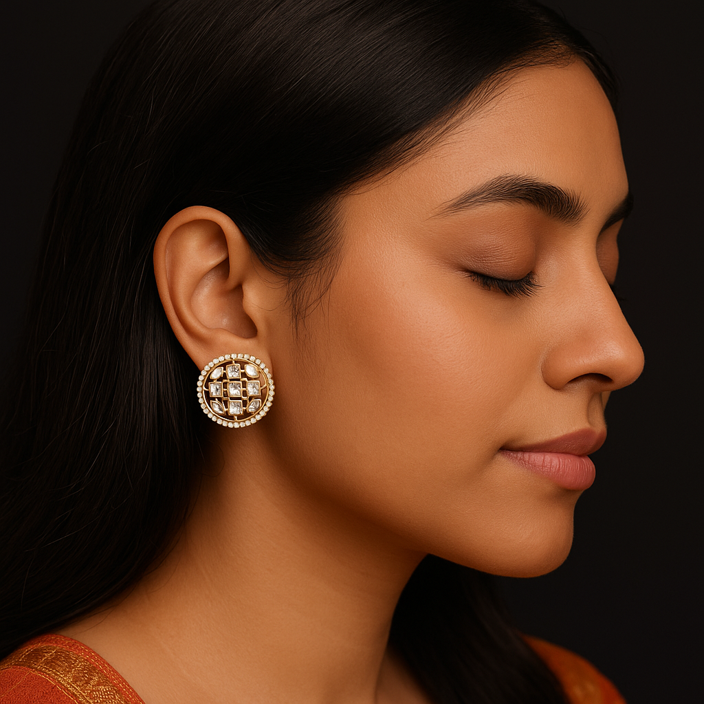 Antique Ember Studs| Premium CZ Crystals Earring