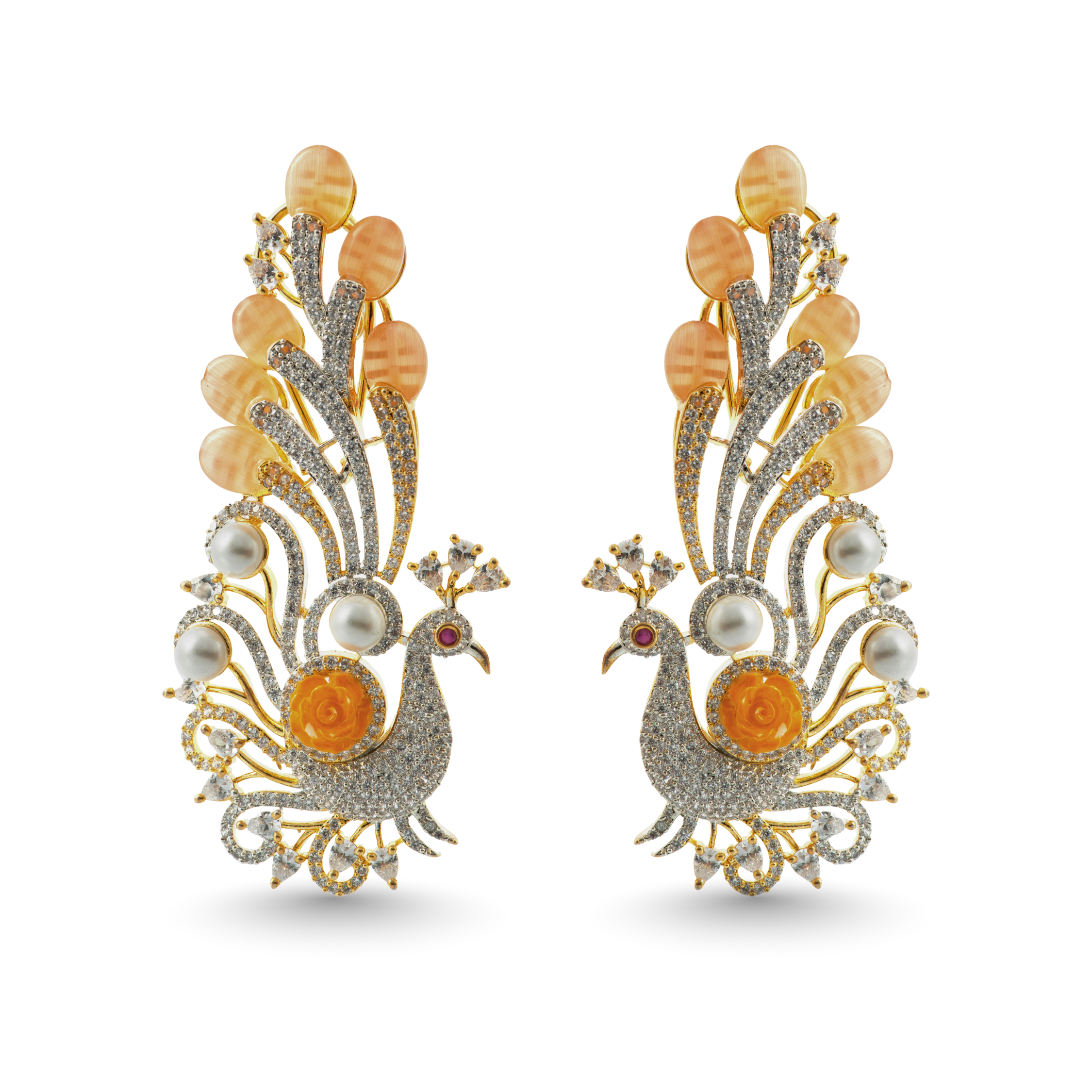Chrono Royal Orange | Luxury CZ Crystal Earring