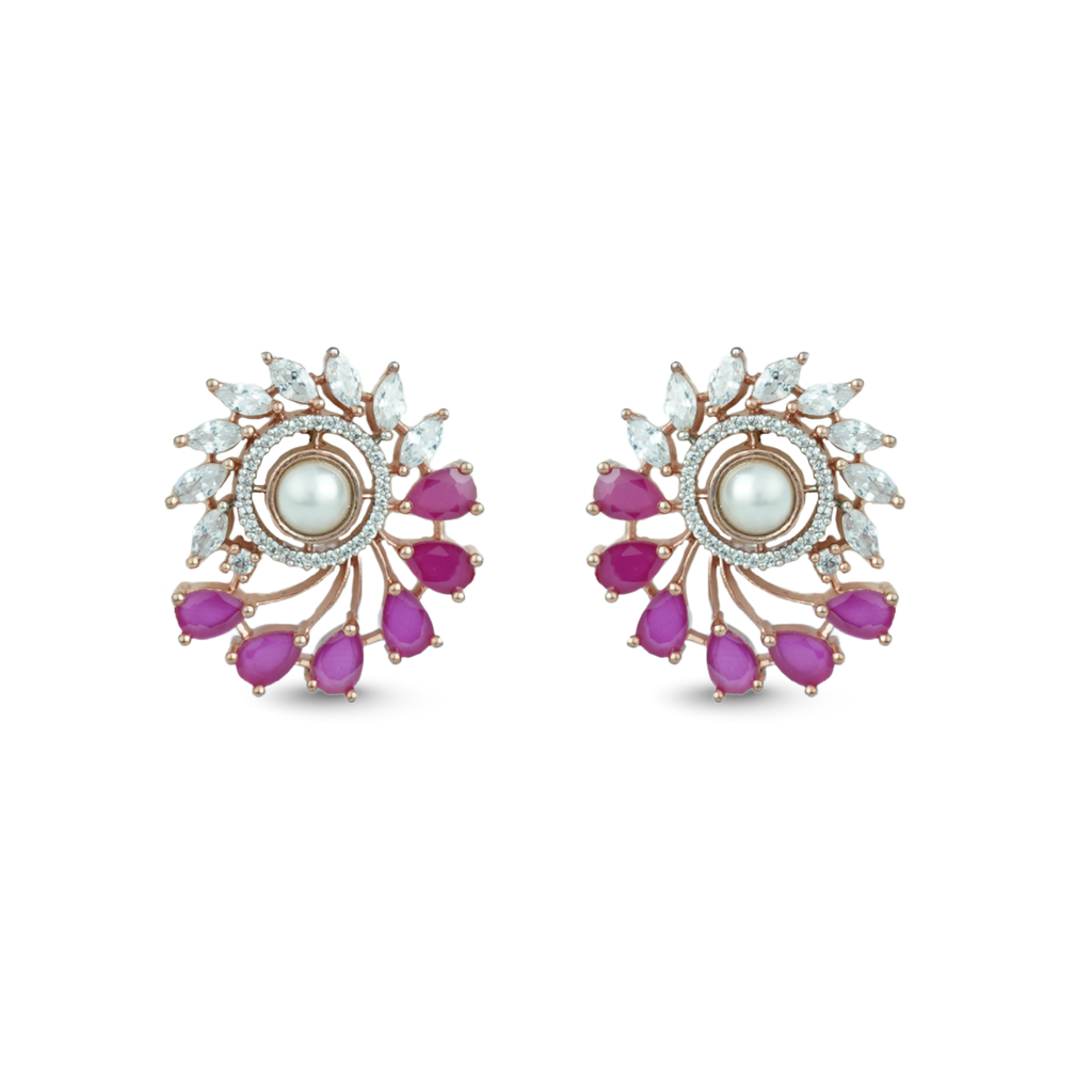 Cosmic Crests | Ruby | Premium CZ Crystal Earrings (Copy)