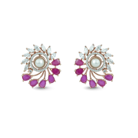 Cosmic Crests | Ruby | Premium CZ Crystal Earrings (Copy)