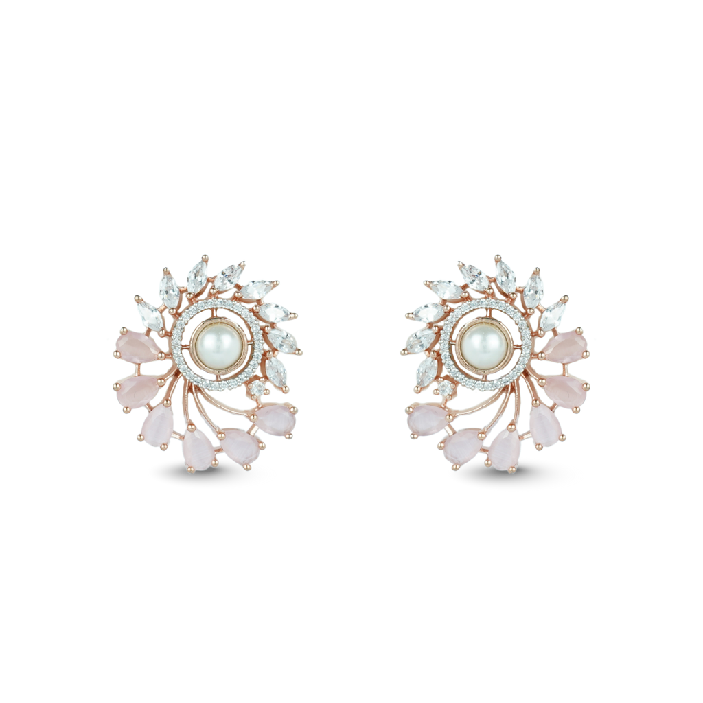 Cosmic Crests | Baby Pink | Premium CZ Crystal Earrings