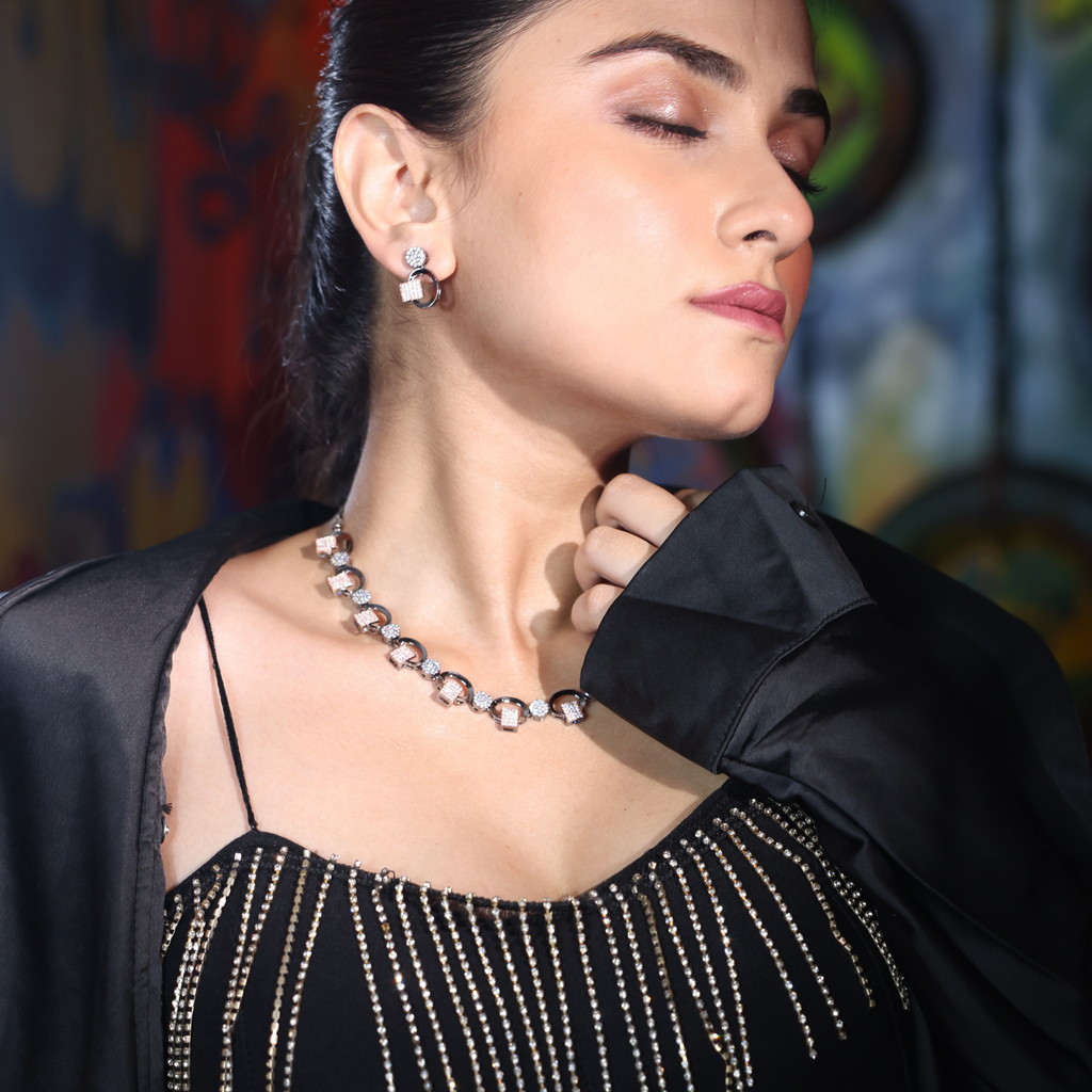 Cubic Swirl | Premium CZ Crystal Necklace Set