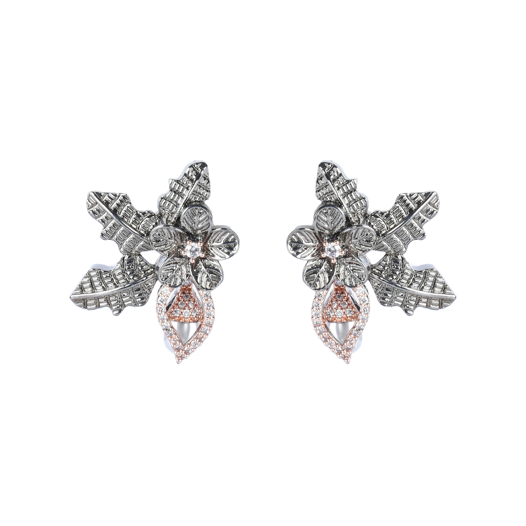 Dazzle Leaf | Noire | Premium CZ Crystal Earring