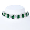Engraved Gem | Emerald | Luxury CZ Crystal Necklace Set