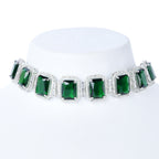 Engraved Gem | Emerald | Luxury CZ Crystal Necklace Set