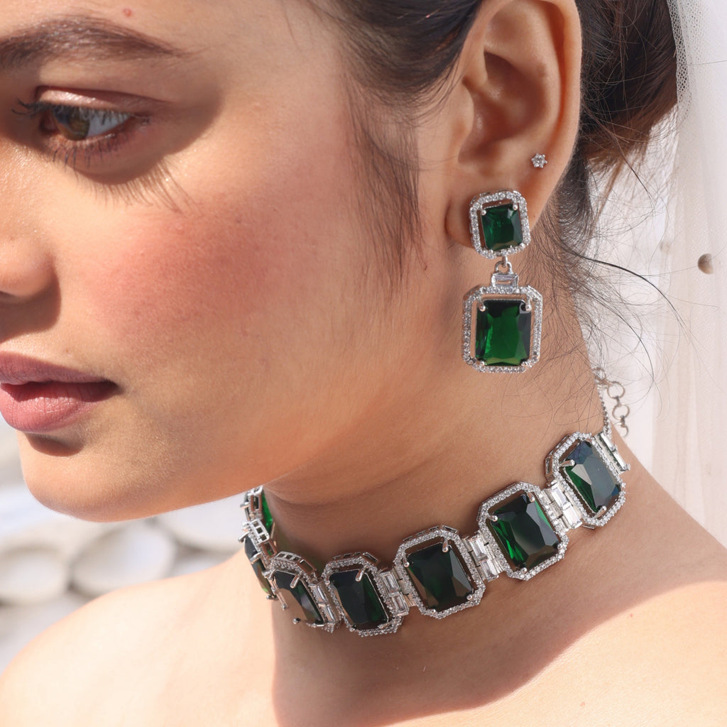 Engraved Gem | Luxury CZ Crystal Necklace Set