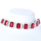 Engraved Gem | Garnet | Luxury CZ Crystal Necklace Set