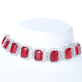 Engraved Gem | Garnet | Luxury CZ Crystal Necklace Set