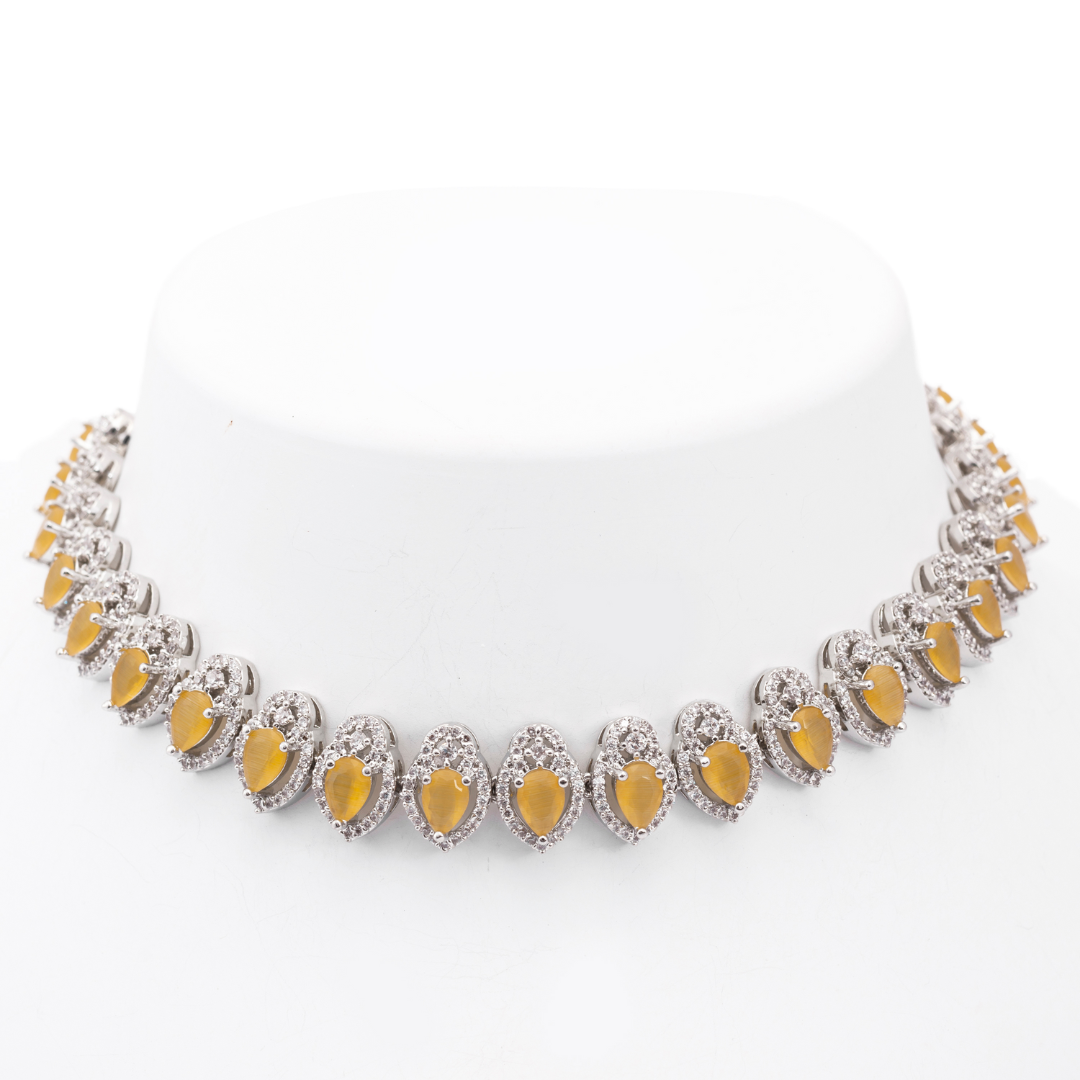 The Celestial Cascade | Premium CZ Crystal Necklace Set