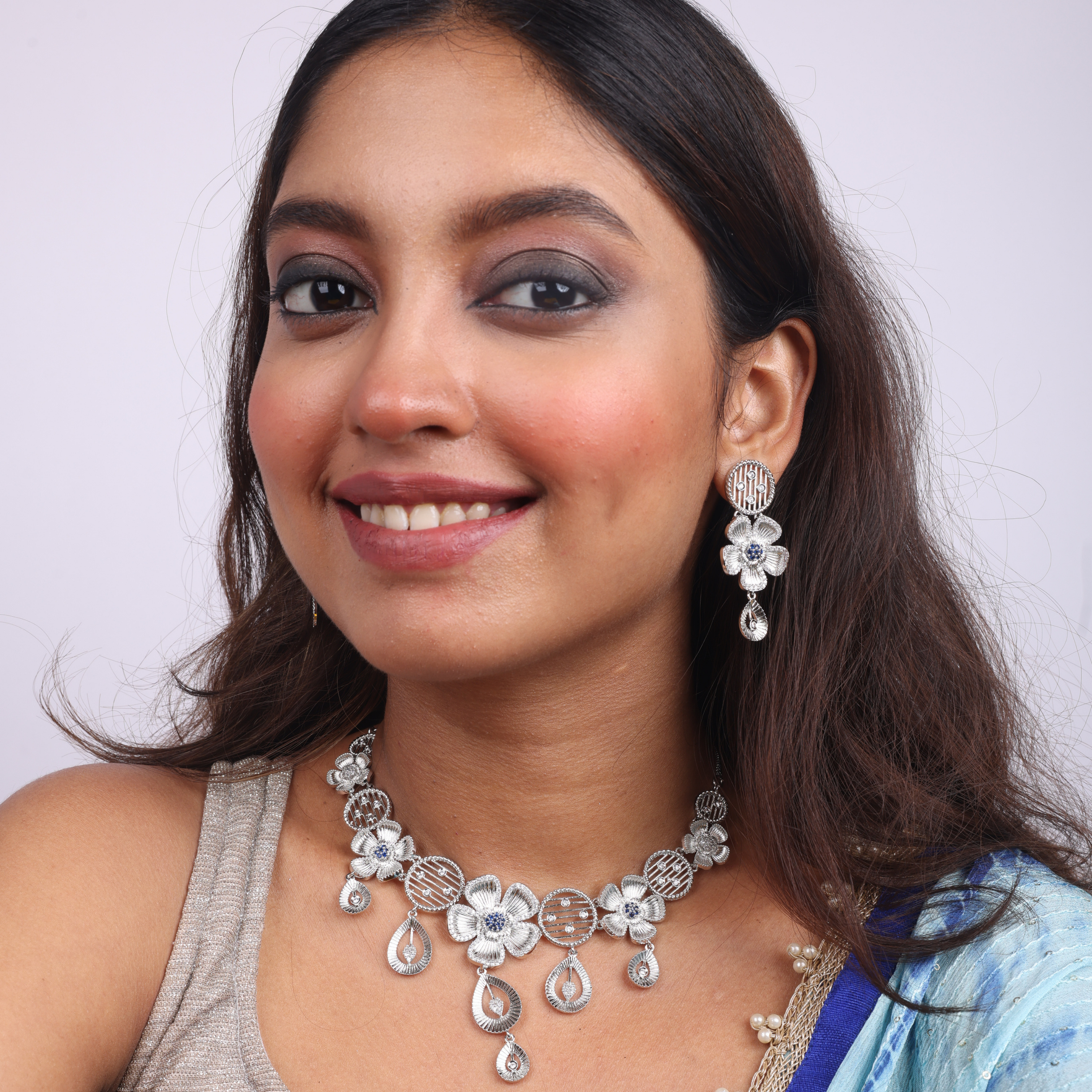 Floral Mist | Premium CZ Crystal Necklace Set