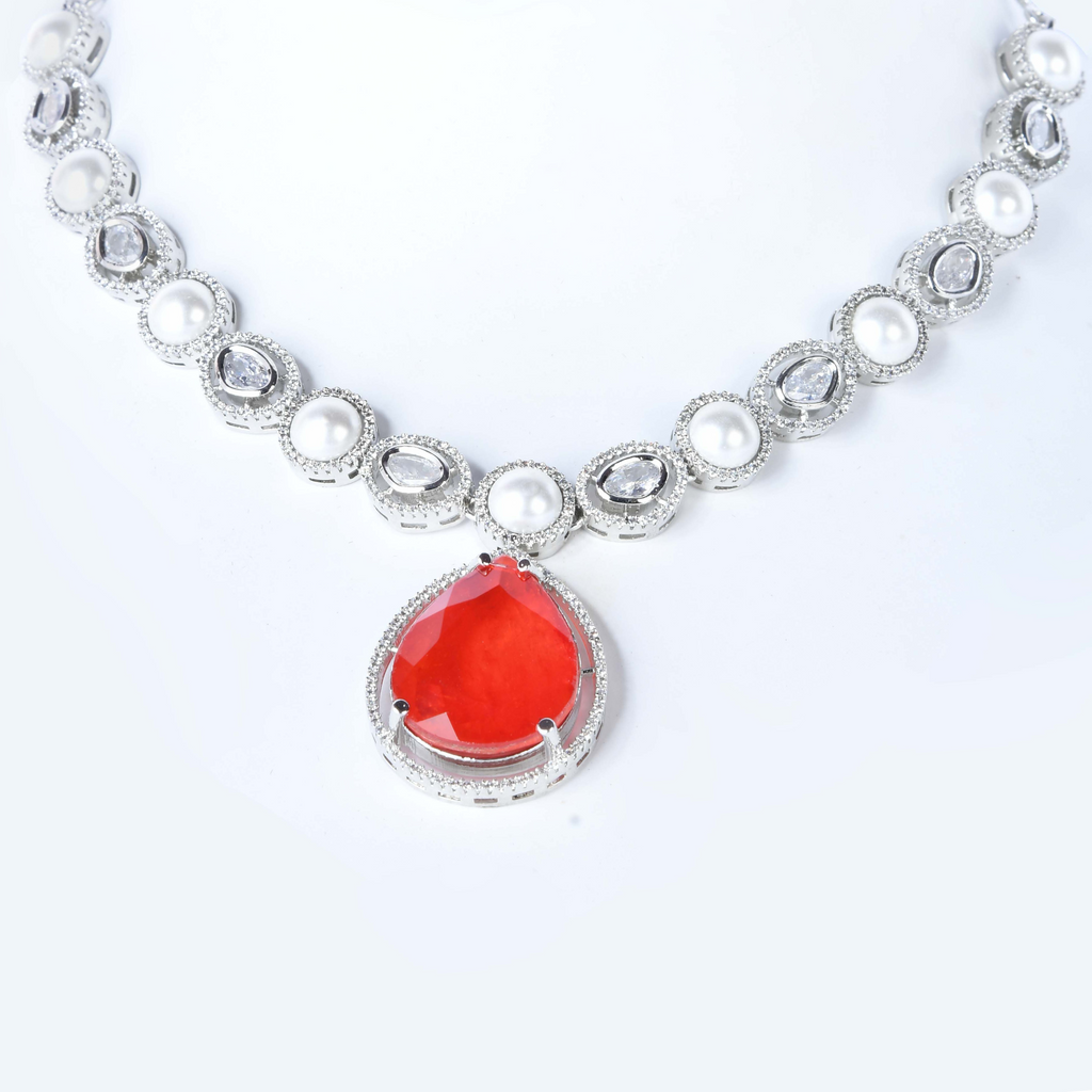 Flashy Pearl | Signature Doublet CZ Crystal Necklace Set