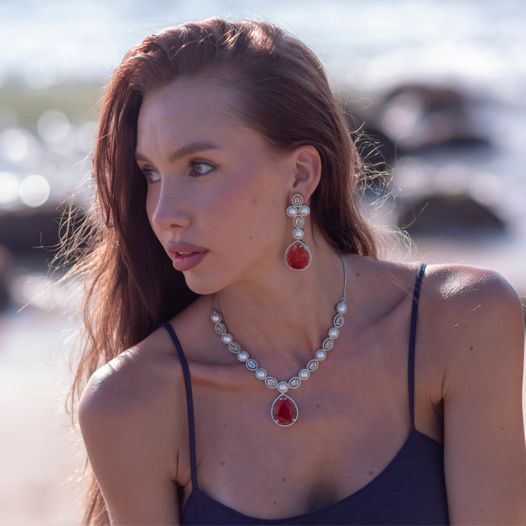 Flashy Pearl | Signature Doublet CZ Crystal Necklace Set