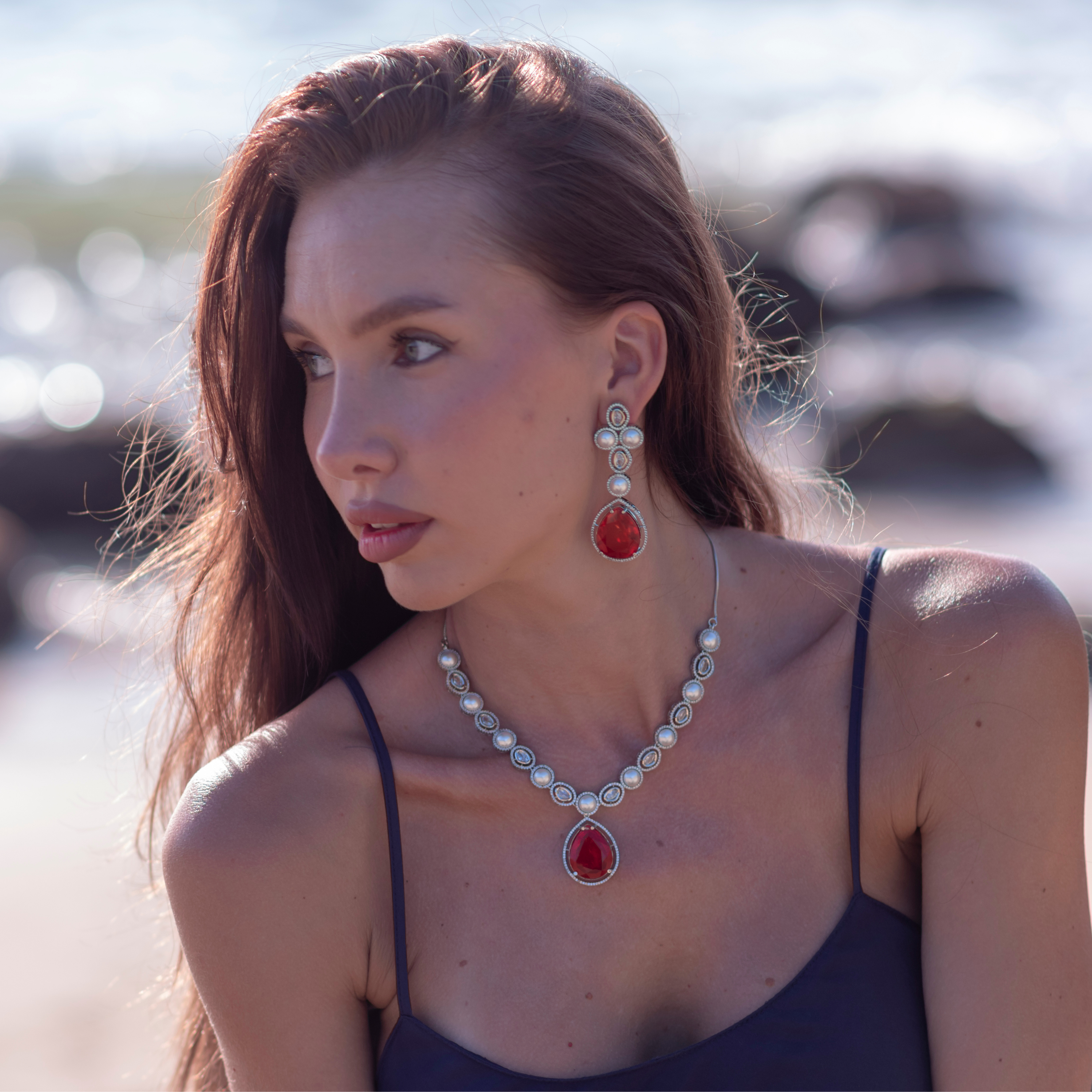 Flashy Pearl | Signature Doublet CZ Crystal Necklace Set