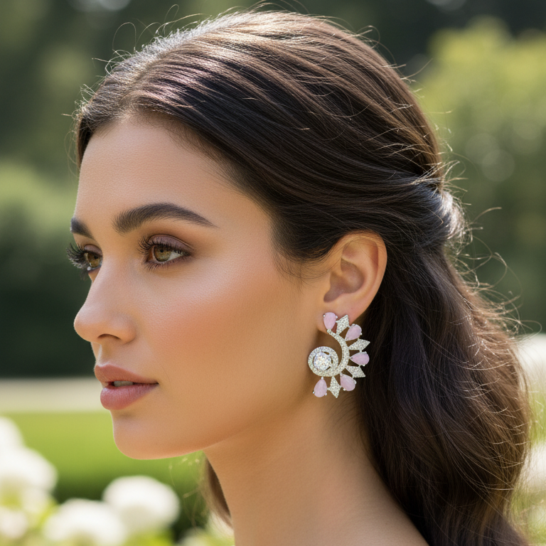 Rosy Cuff | Premium CZ Crystal Earring