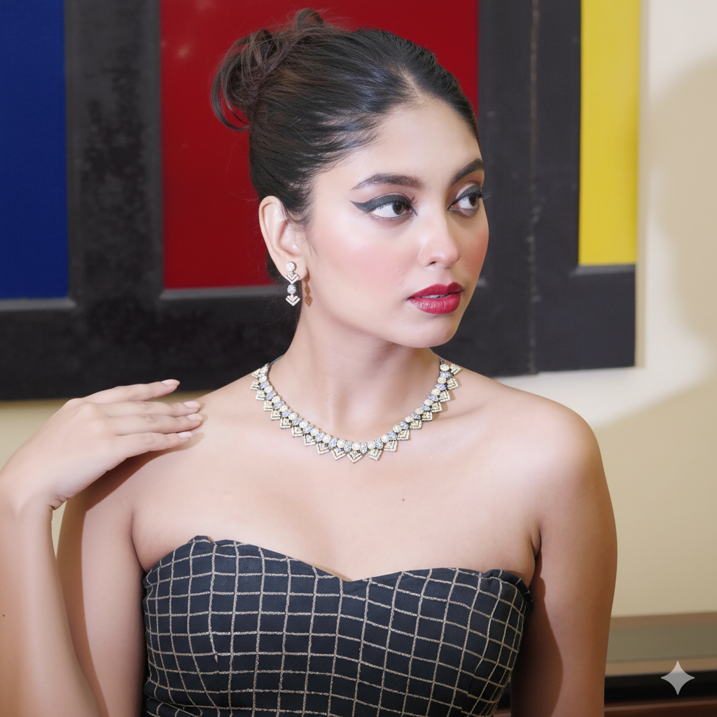 Glimmering Temple | Luxury CZ Crystal Necklace Set