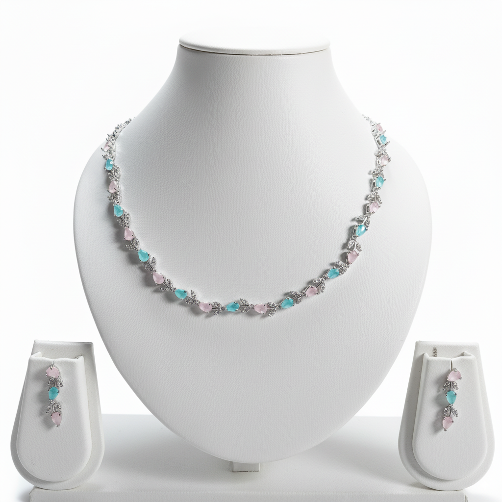 Glided Petal | Multicolour | Premium CZ Crystal Necklace Set