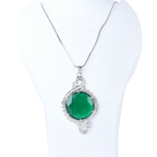 Green Ornate | Premium CZ Crystal Pendant Set