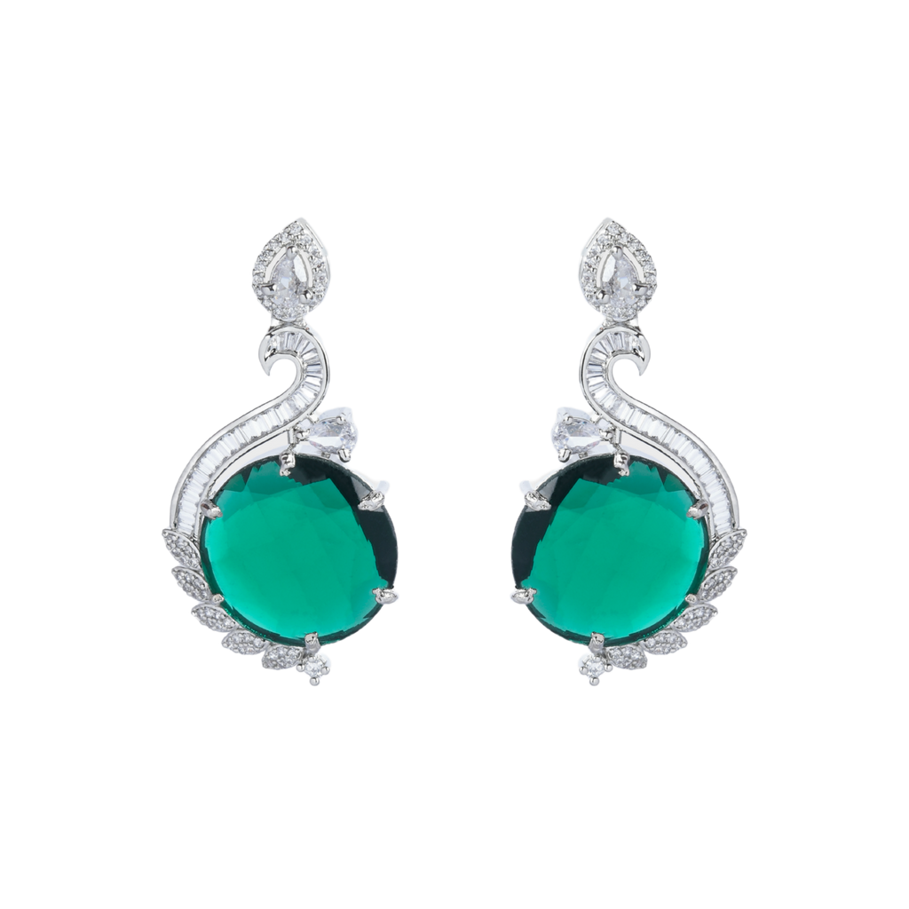 Green Ornate | Premium CZ Crystal Pendant Set