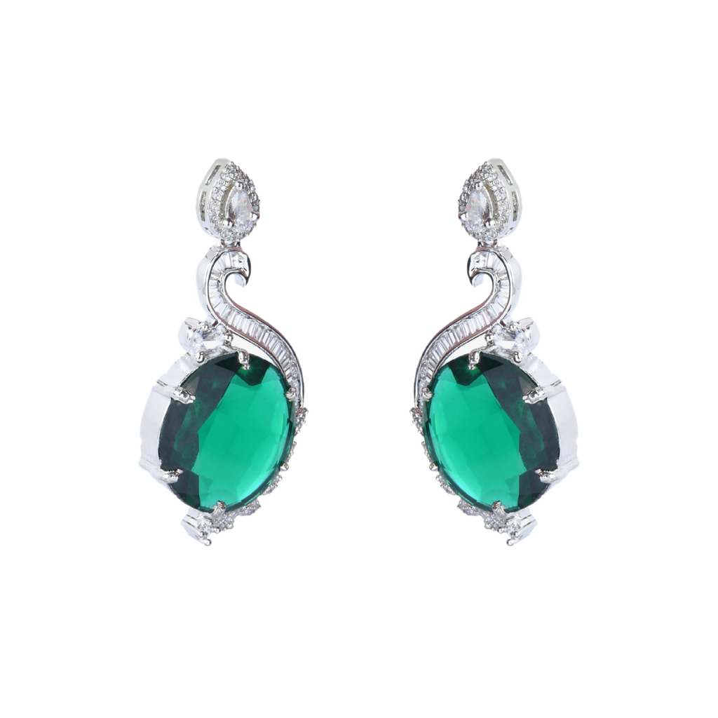 Green Ornate | Premium CZ Crystal Pendant Set