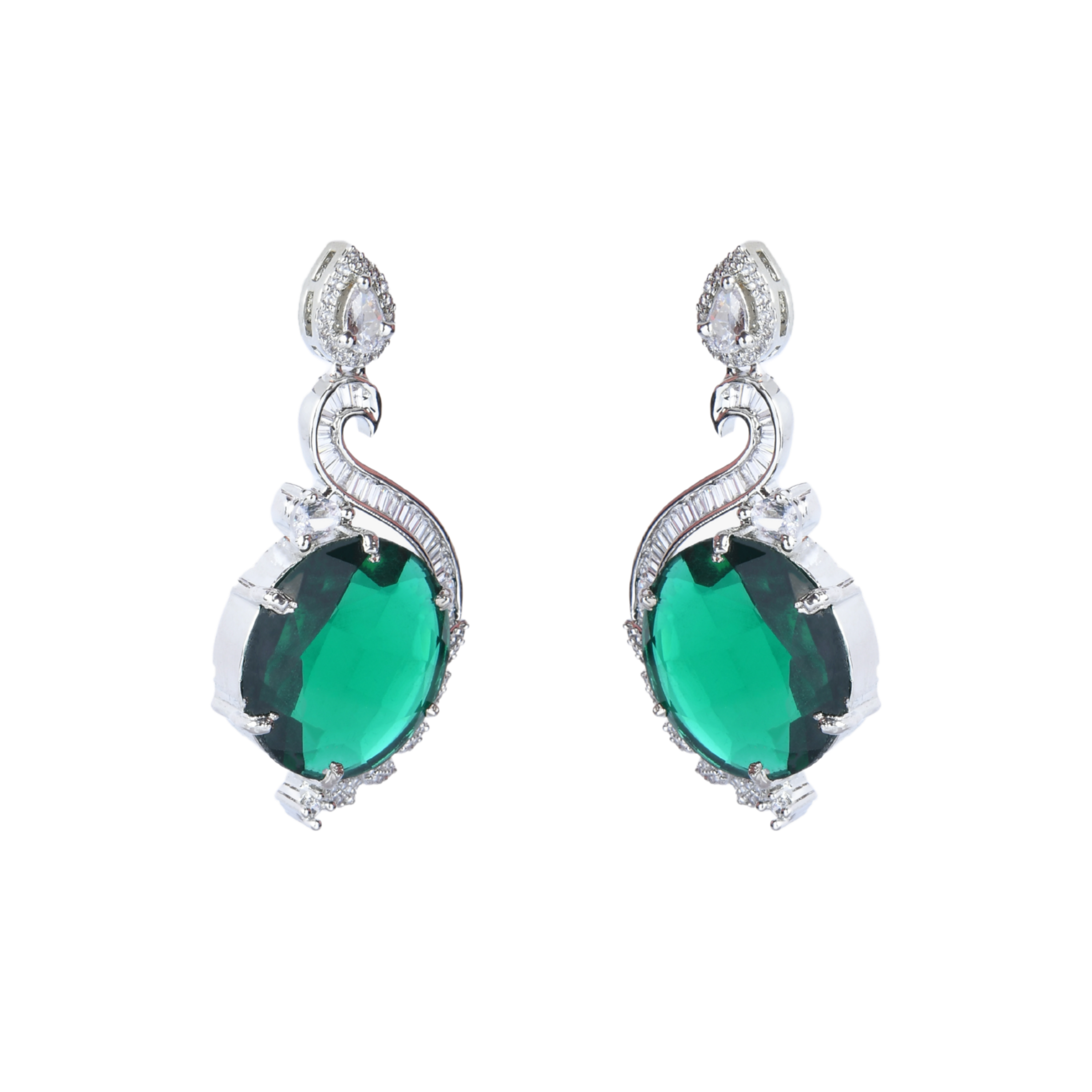 Green Ornate | Premium CZ Crystal Pendant Set