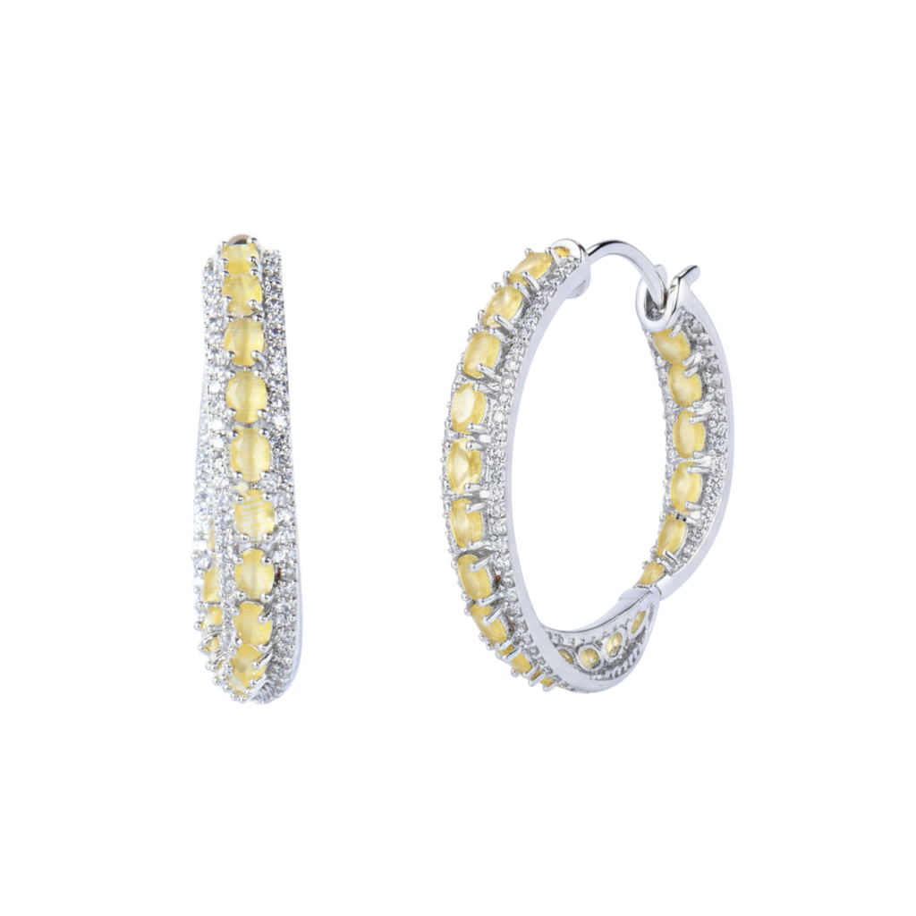 Rounda Hoops | Luxury CZ Crystal Hoop Earring