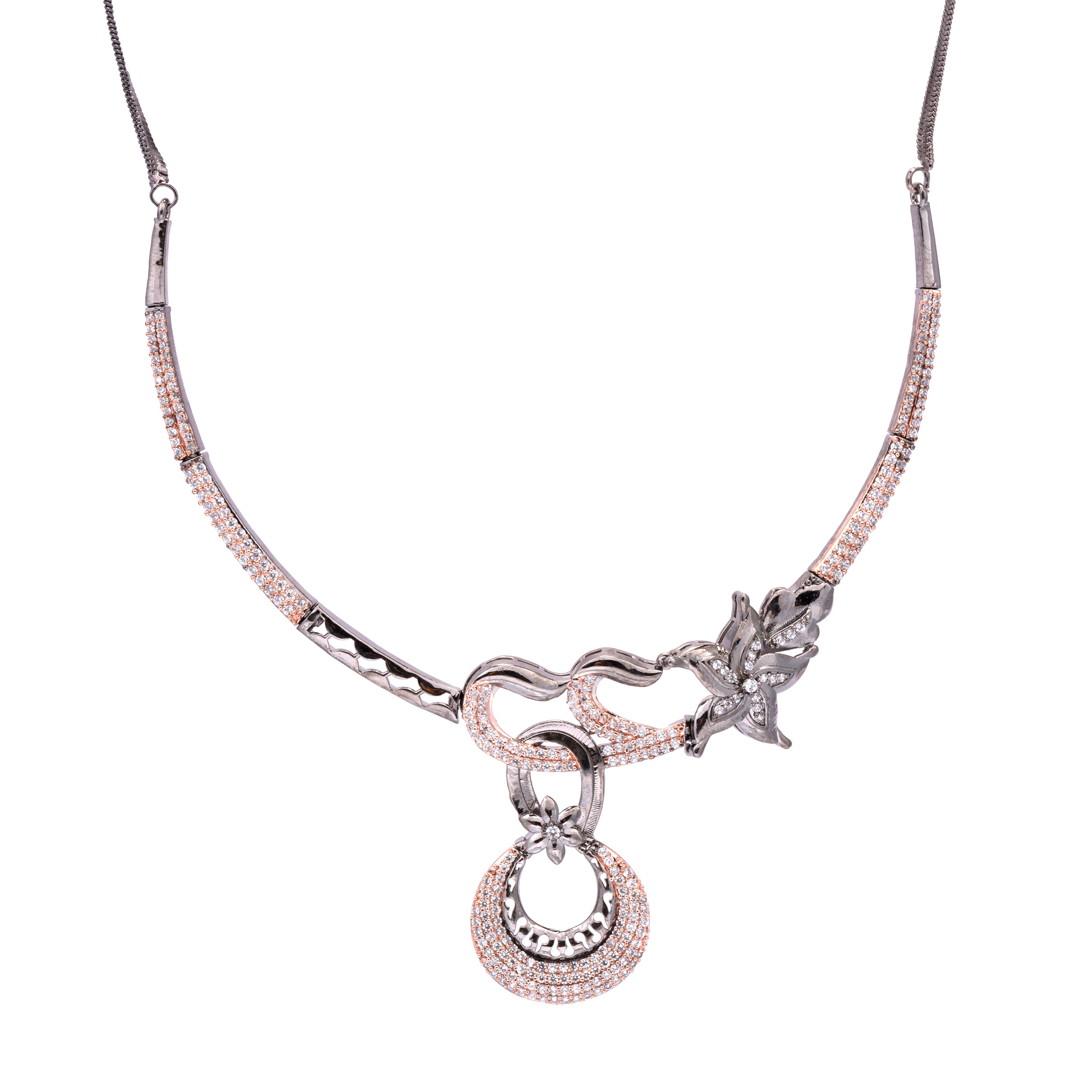 BlackGold Sleek and Shine | Premium CZ Crystal Necklace Set