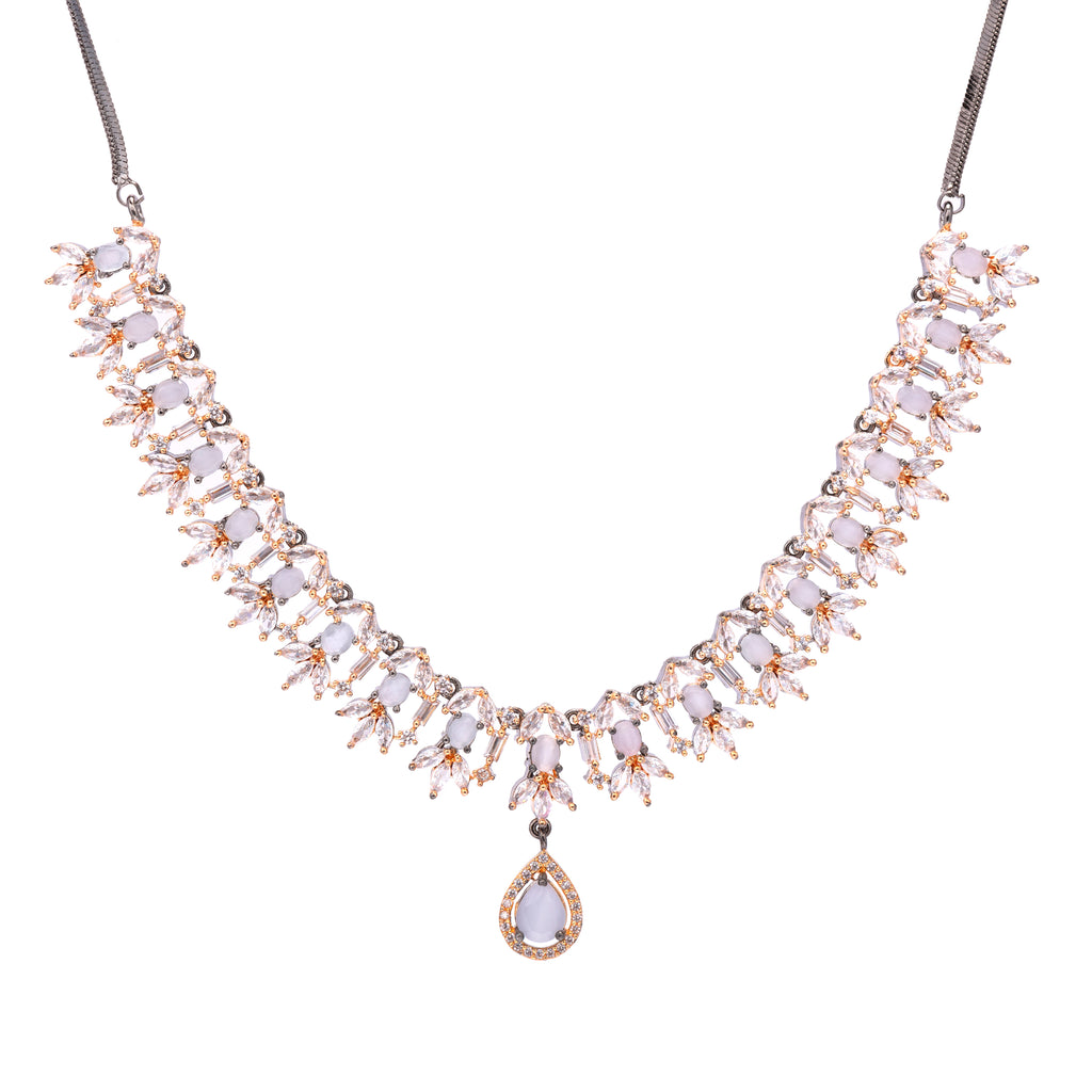 Adored Mark | Selenite Grey | Luxury CZ Crystal Necklace Set