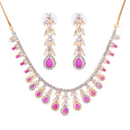 Austere Ruby Gold | Premium CZ Crystal Necklace Set
