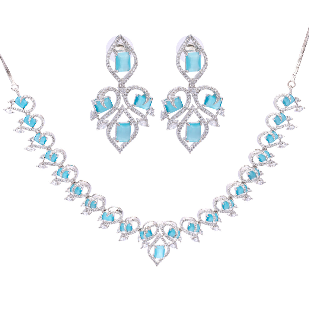 Aqua Crescent | Premium CZ Crystal Necklace Set