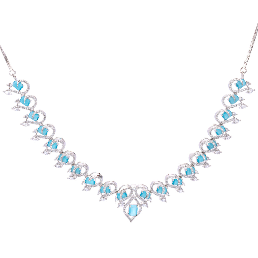 Aqua Crescent | Premium CZ Crystal Necklace Set