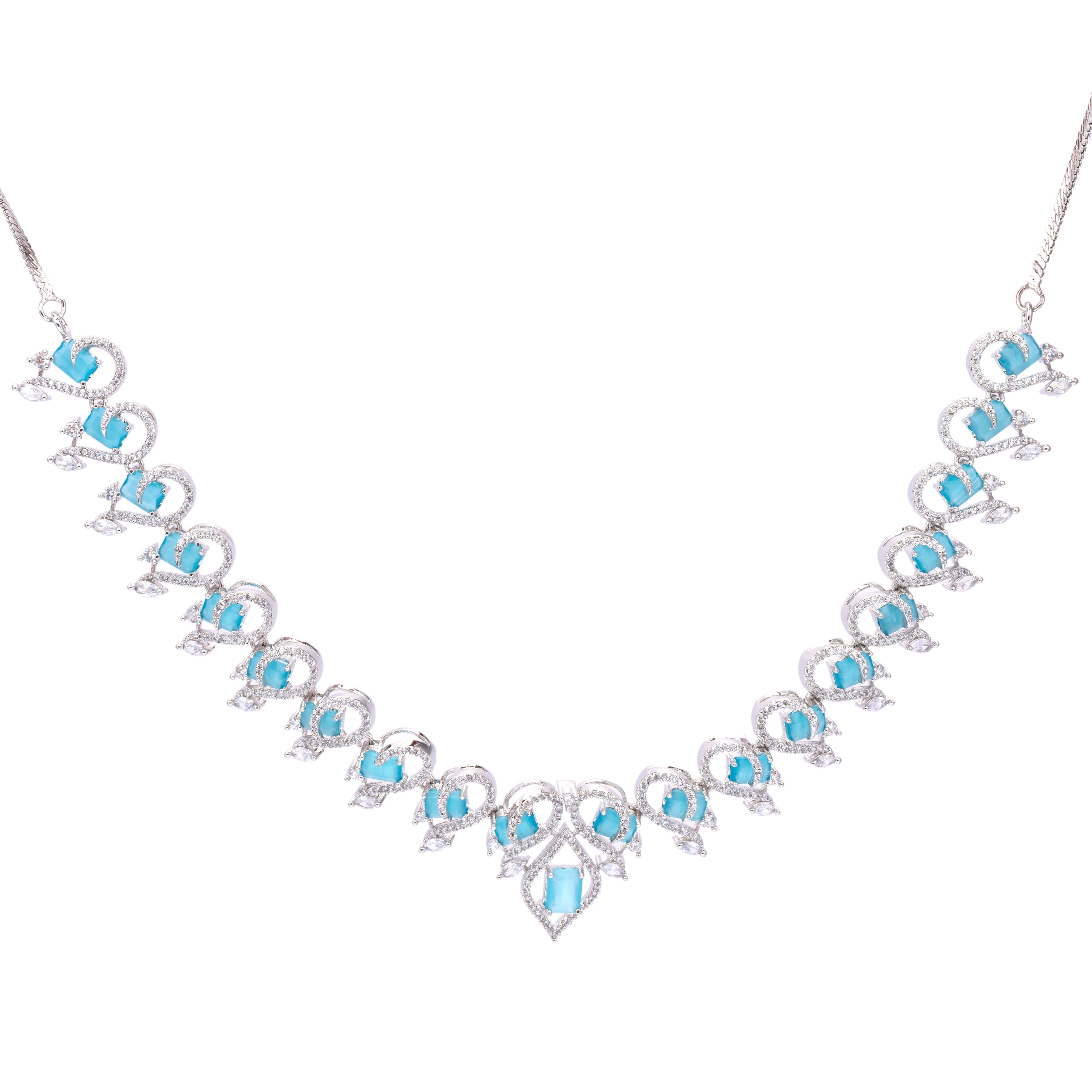 Aqua Crescent | Premium CZ Crystal Necklace Set