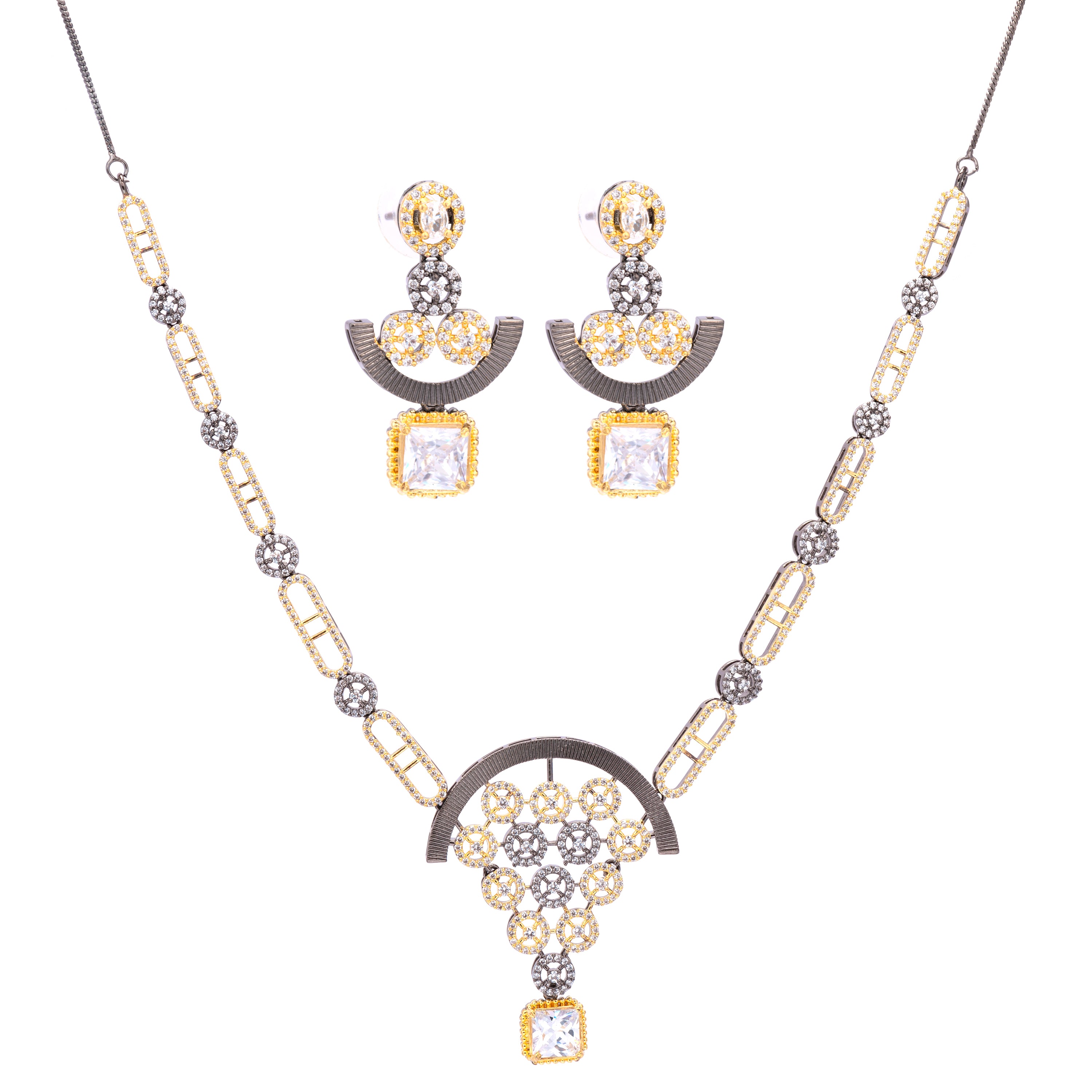 Opalescent Blackgold | Premium CZ Crystal Necklace Set