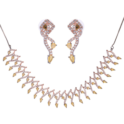 Blackgold Sculpted | Premium CZ Crystal Necklace Set