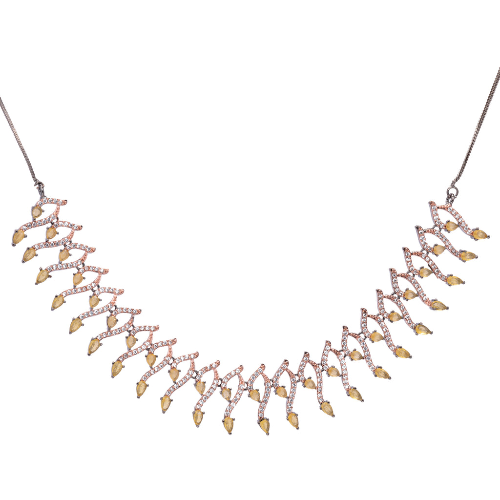 Blackgold Sculpted | Premium CZ Crystal Necklace Set