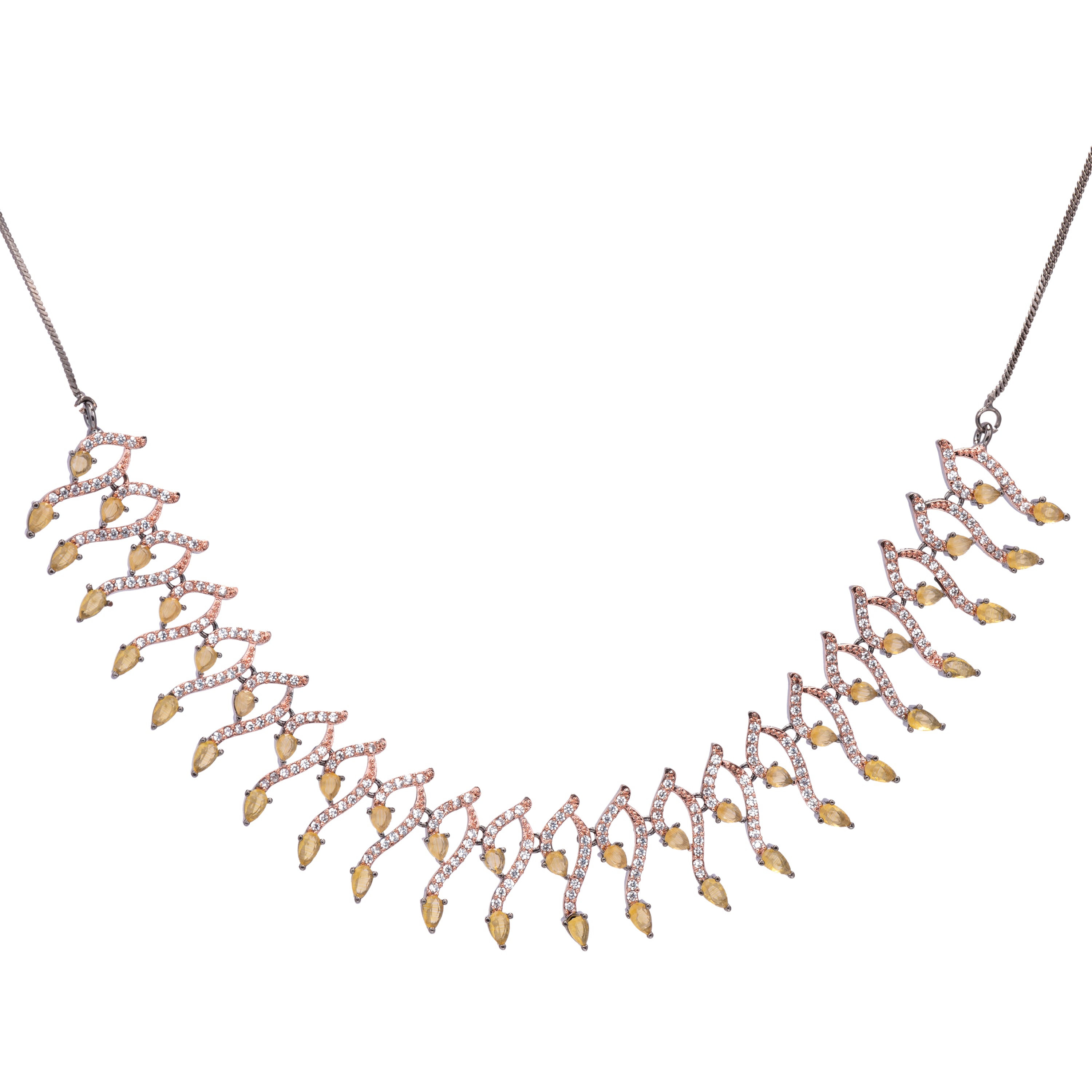 Blackgold Sculpted | Premium CZ Crystal Necklace Set