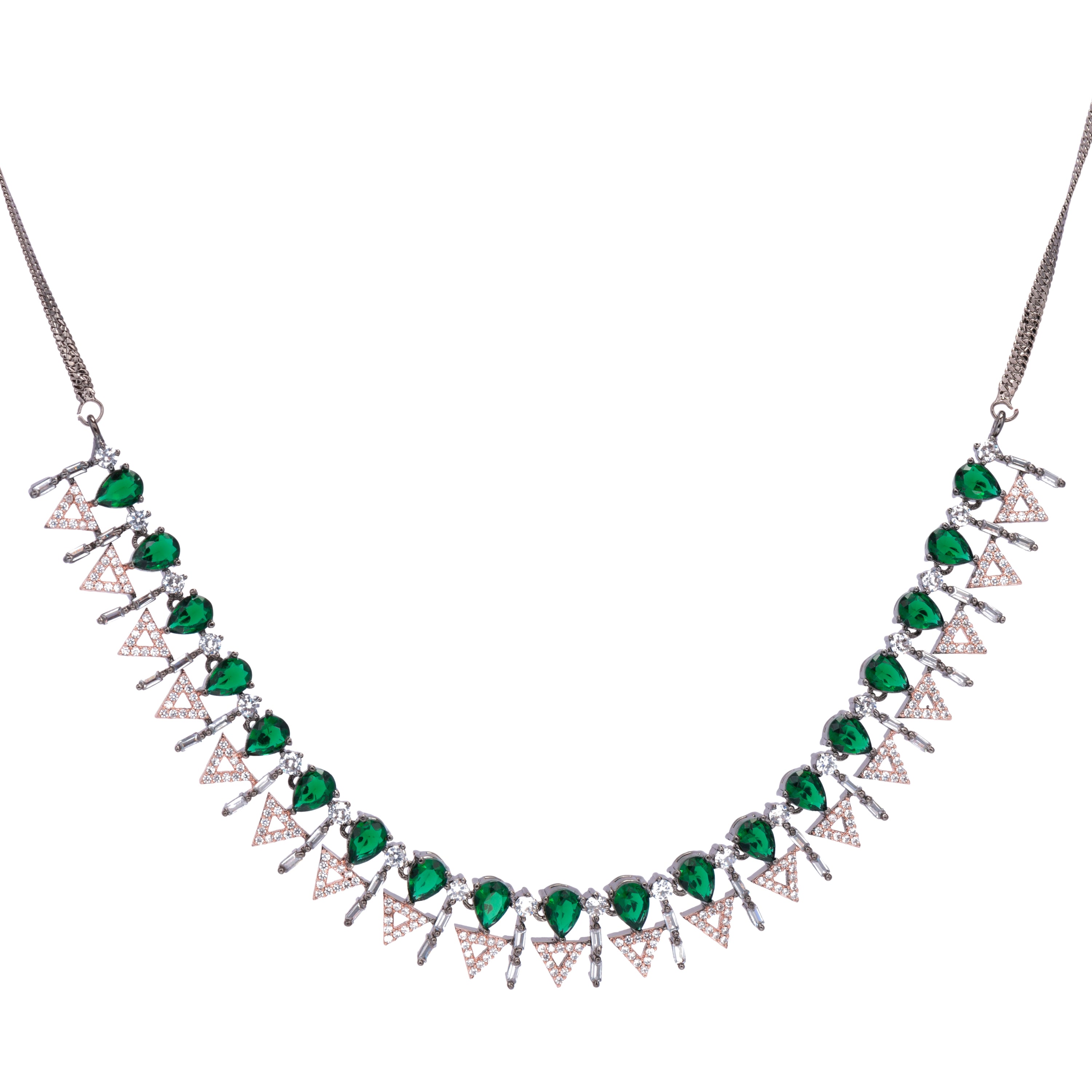 Aetherial Emerald Weave | Premium CZ Crystal Necklace Set