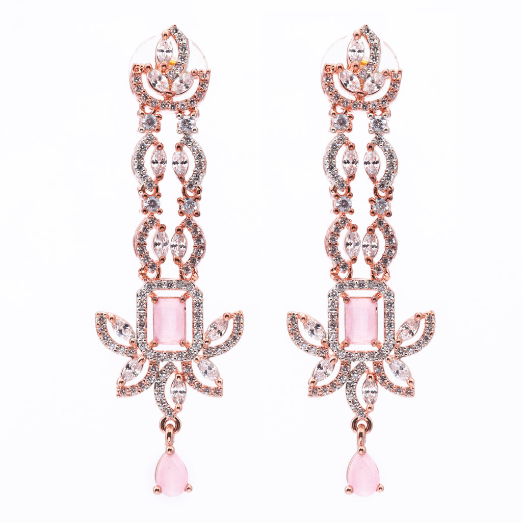 Blushing Pink Rose | Premium CZ Crystal Necklace Set