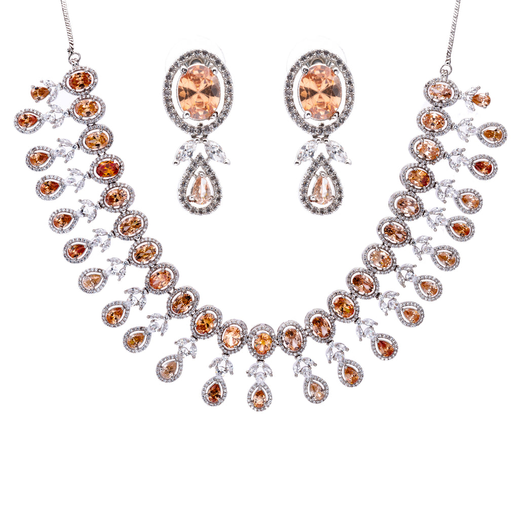 Sunkissed Champagne | Luxury CZ Crystal Necklace Set