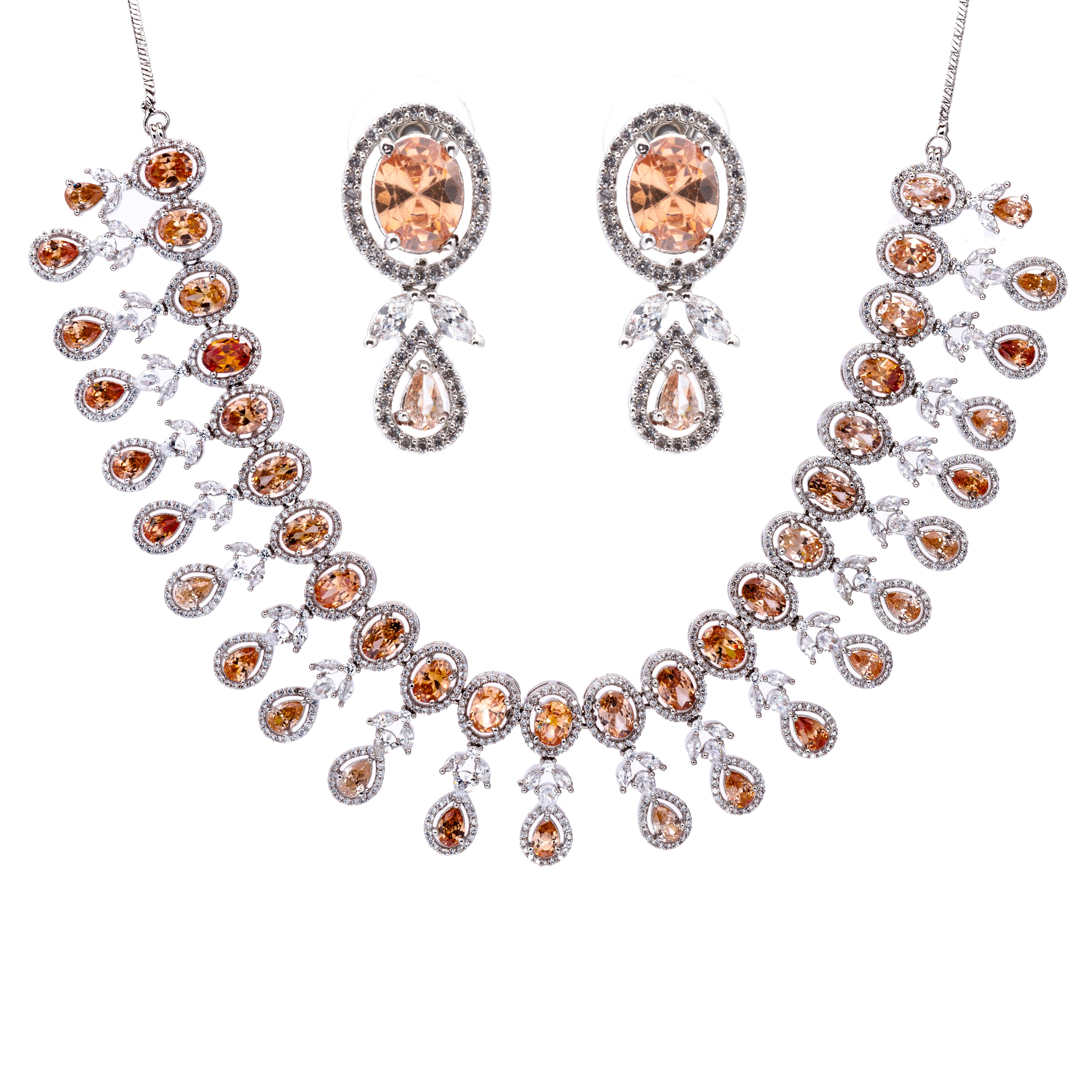 Sunkissed Champagne | Luxury CZ Crystal Necklace Set
