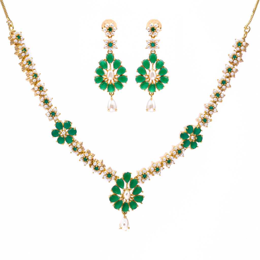 Pearl Petal | Luxury CZ Crystal Necklace Set
