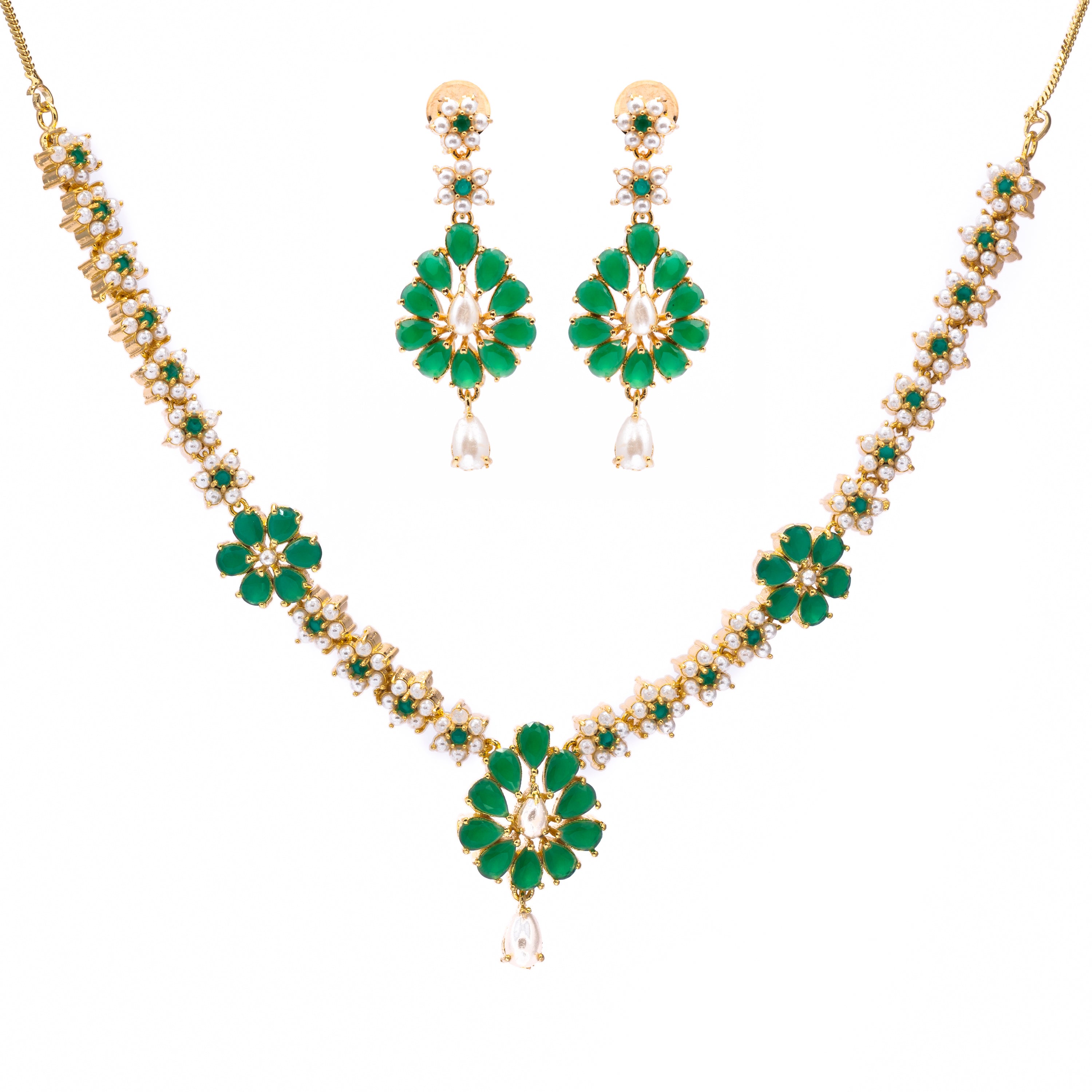 Pearl Petal | Luxury CZ Crystal Necklace Set