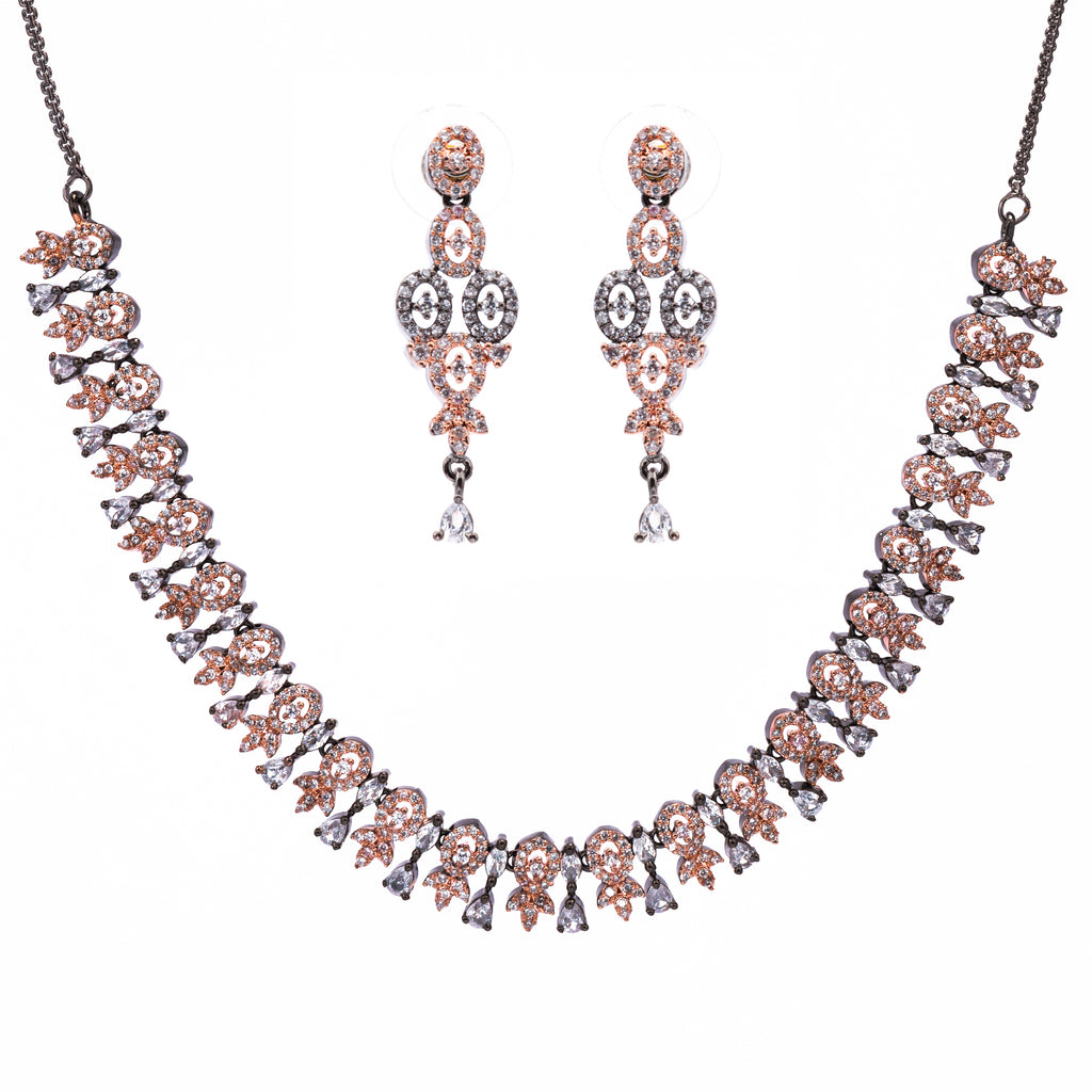 Black Rose Reverie | Premium CZ Crystal Necklace Set