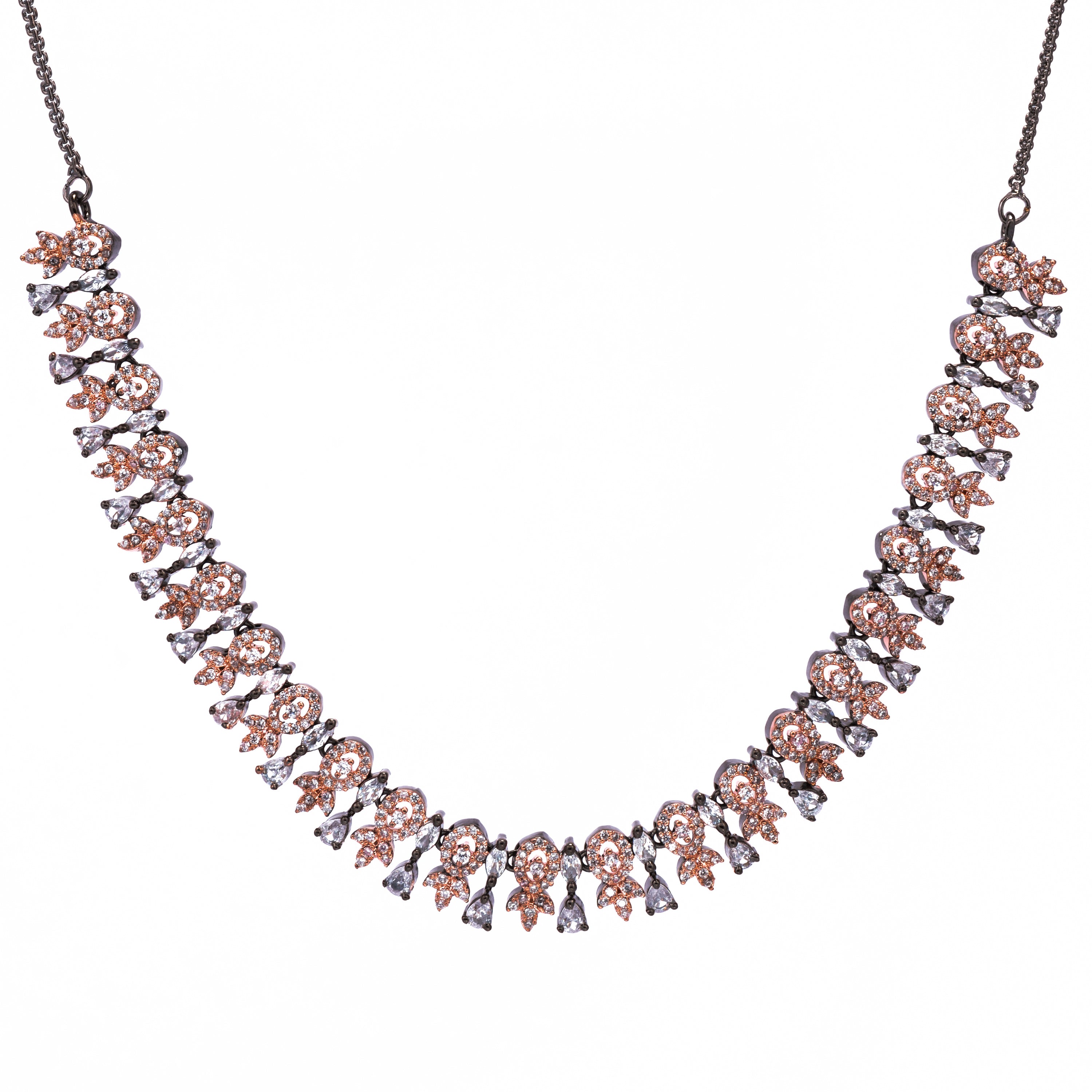 Black Rose Reverie | Premium CZ Crystal Necklace Set