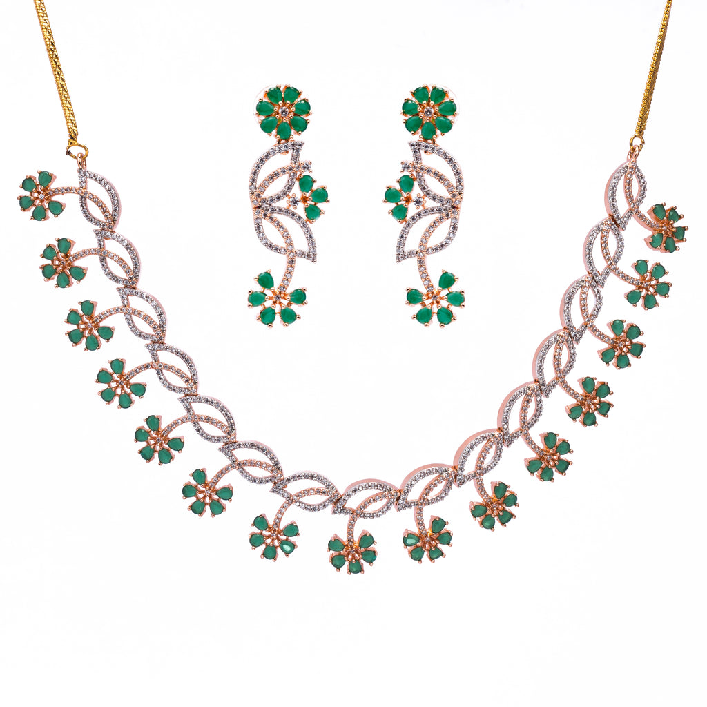 Emerald Age Drop | Premium CZ Crystal Necklace Set