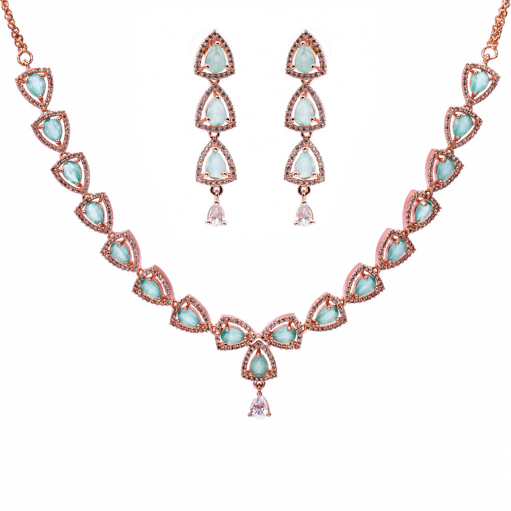 Rose Fire | Premium CZ Crystal Necklace Set