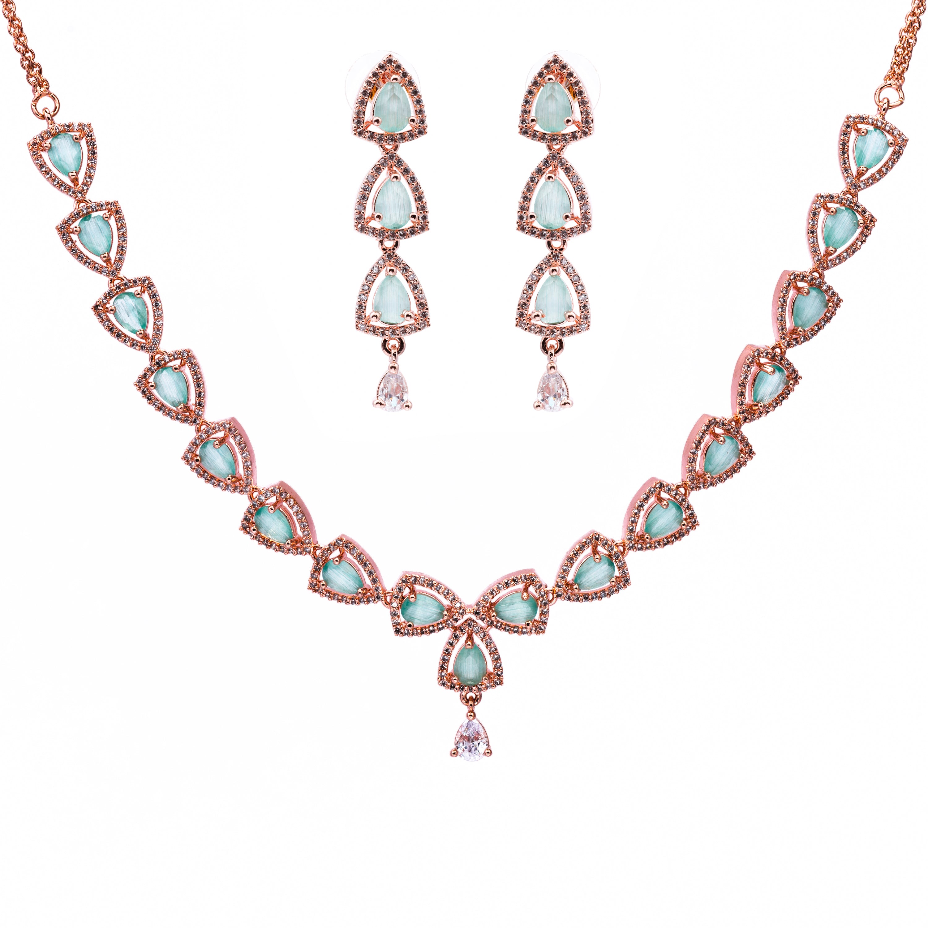 Rose Fire | Premium CZ Crystal Necklace Set