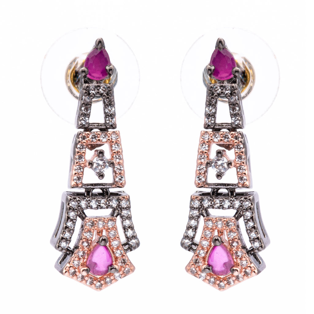 Black Rosy Serenity | Premium CZ Crystal Necklace Set