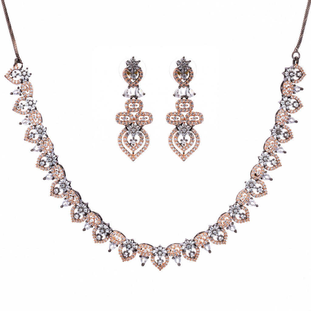 Black Gold Charmer | Premium CZ Crystal Necklace Set