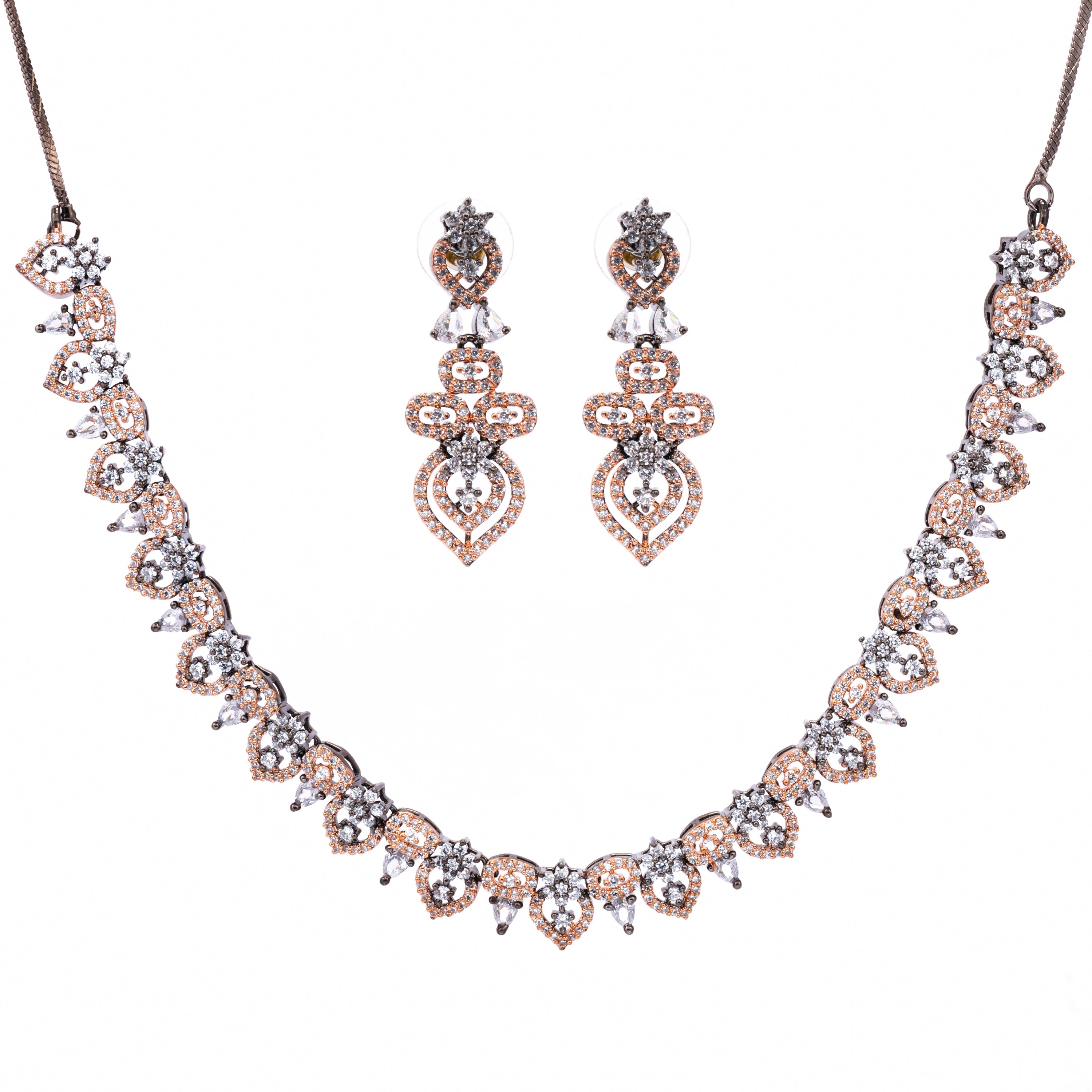 Black Gold Charmer | Premium CZ Crystal Necklace Set