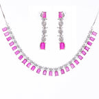 Ruby Square Ballet | Premium CZ Crystal Necklace Set